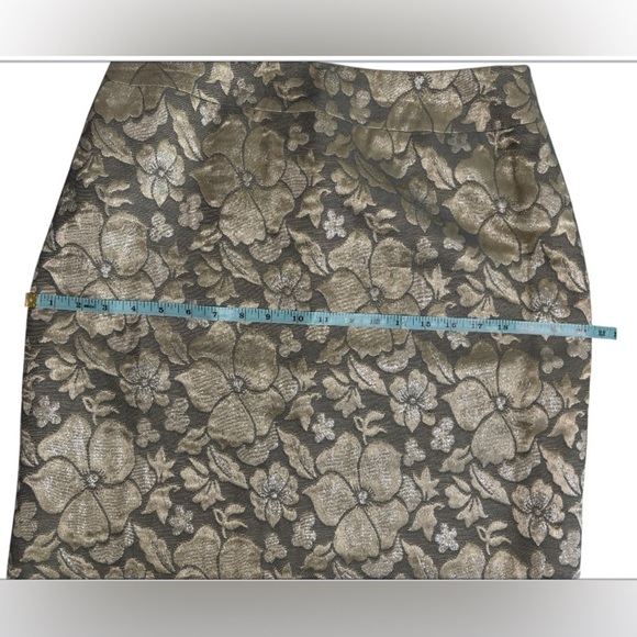 Vintage Albert Nipon Skirt Size 10 Gold & Gray Metallic Floral A-Line SKU 15 - Picture 4 of 8